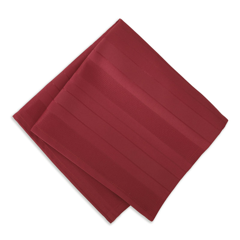 Robyn 100% Polyester Striped Square Napkin, Red