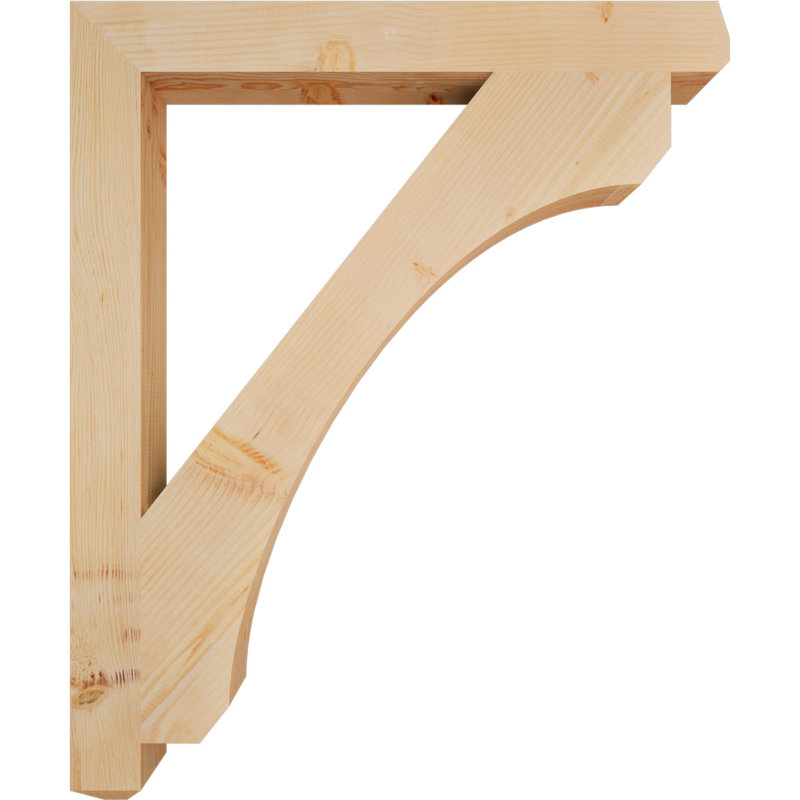 H Support en bois / corbeau, H 46 po x l 3,5 po x P 38 po, Douglas (lisse)