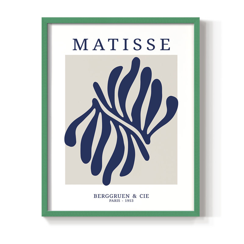 Matisse CDXII, reproduction encadrée - bois massif, Cadre simple vert, H 10 po x l 8 po