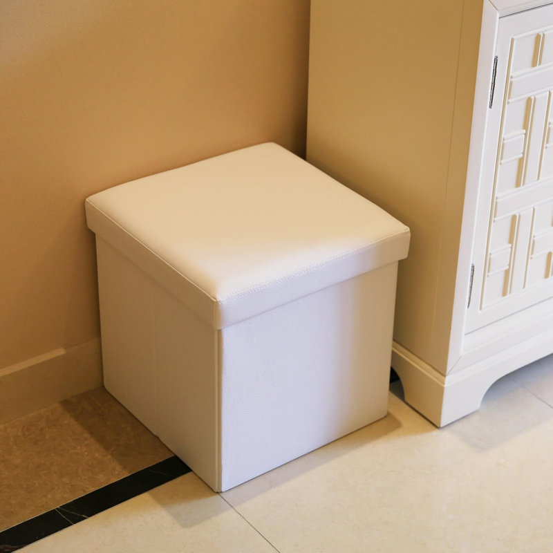 38 cm W Fabric Square Footstool with Storage