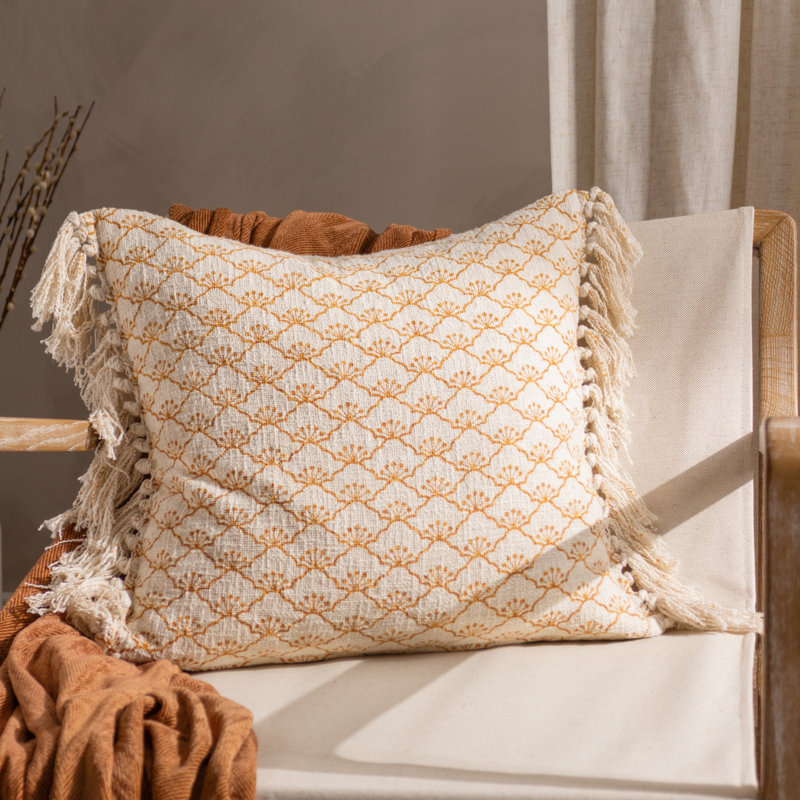 Saku Geometric Square Cushion, Honey