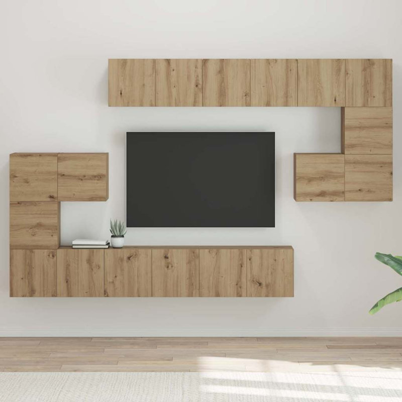 TV Cabinet Set 10 Pcs 180 X 30 X 90.5 Cm, Artisan Oak