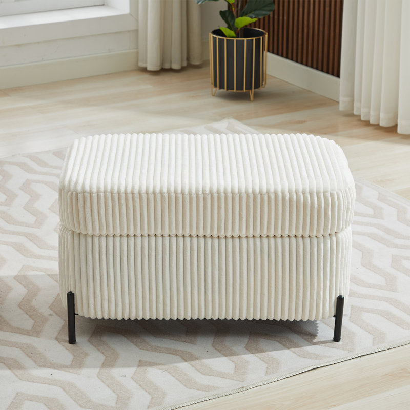 Ottoman With Stroage, Ivory