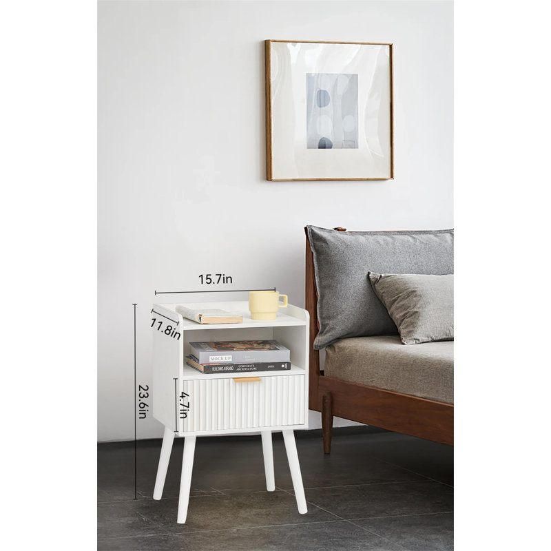 Table de chevet moderne avec tiroir de rangement - Élégante et fonctionnelle, Blanc