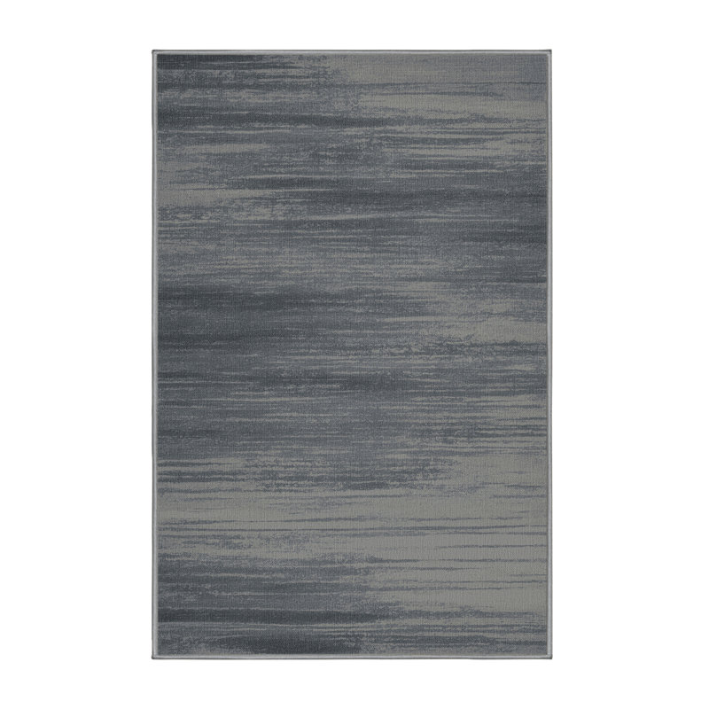 Tapis abstrait gris lavable à la machine, Rectangulaire 2 pi x 3 pi