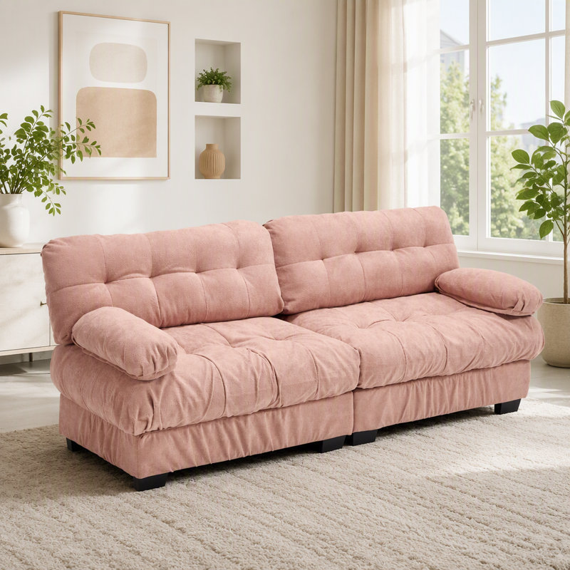 Canapé modulaire modulaire avec sièges profonds et coussins d'accoudoirs Cloud, 2 places, Rose