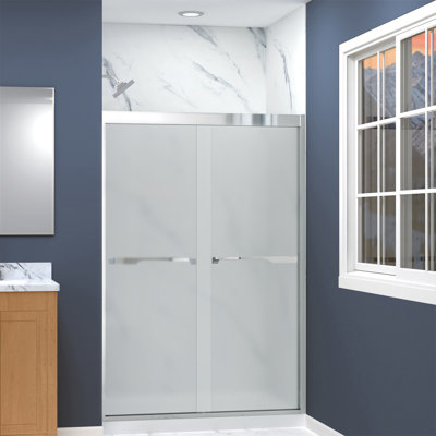 Transolid Frederick semi-frameless bypass shower door in 48 in. W x 70 in. H, 5/16 in. frosted tempered glass