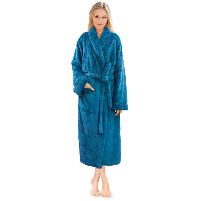 Peignoir en polaire pour femmes avec poches Lamartine, TG, Bleu sarcelle