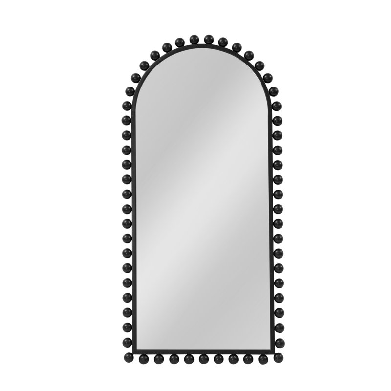 Claria Wall Mirror with Black Beaded Arched Frame – Boho Modern Style