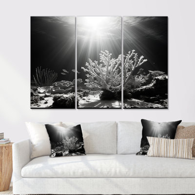 Ensemble de salon noir et blanc Coral Artistic Ocean Ballet I - Coastal Coral Under Water