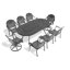 Ensemble de salle à manger 9 pièces en fonte d'aluminium toutes saisons comprenant 2 chaises pivotantes, 6 chaises de salle à manger et une table ovale avec cadre noir (Identique à: W1710S00472)