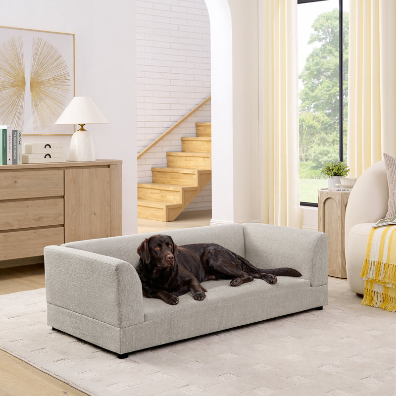 Lit pour chien avec dossier et accoudoirs, Beige