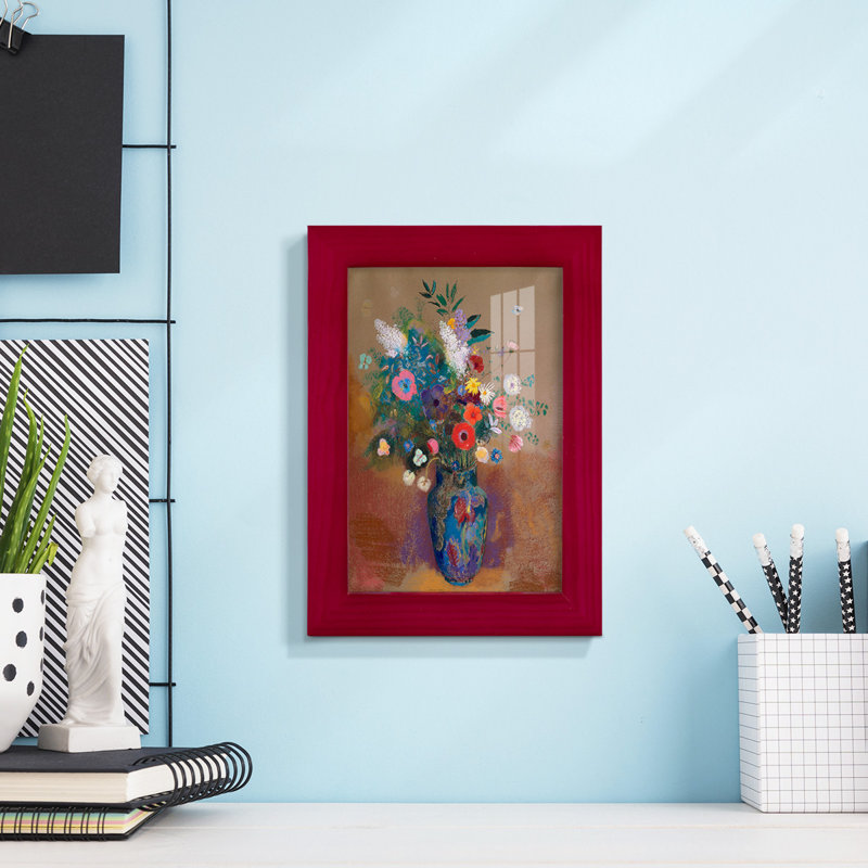 Bouquet de fleurs - encadré, Rouge, H 6 po x l 4 po x P 1 po