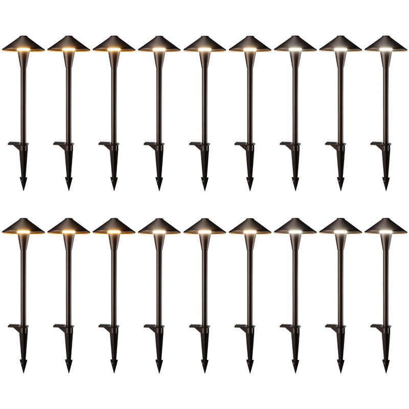 5CCT Low Voltage LED Landscape Lighting, 12-24V AC/DC, Aluminum LED Pathway Lights, Oil Rubbed Bronze, Flat Cone Head