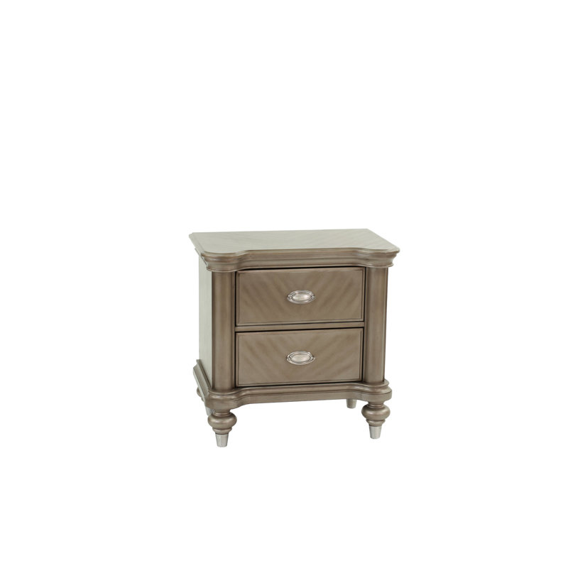 Table de chevet 2 tiroirs Silver