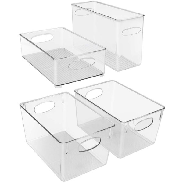  Set of 8 Clear Plastic Storage Bins, 4 Large and 4 Small  Stackable Storage Containers for Pantry Organization and Kitchen Storage  Bins,Home Edit and Cabinet Organizers: Home & Kitchen