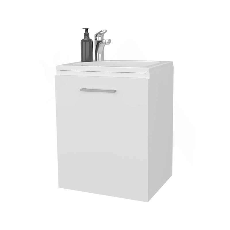 Meuble-lavabo blanc avec lavabo intégré, Blanc