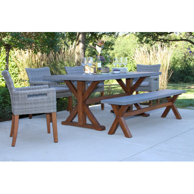 Fleur 7 - Person Premium All-Weather Wicker Patio Dining Set with Rectangular Table
