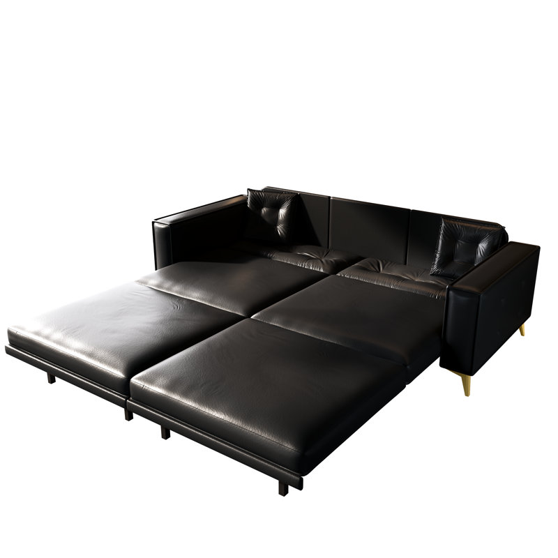 Canapé-lit convertible moderne en similicuir de 92,1 po avec coussins amovibles Cordsavia, Noir
