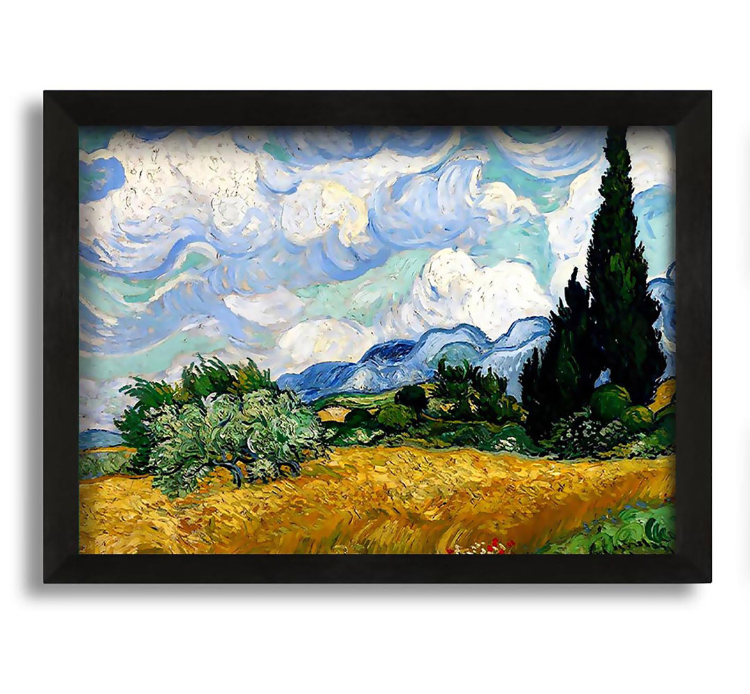 Gerahmtes Leinwandbild Wheat Field With Cypresses von Van Gogh