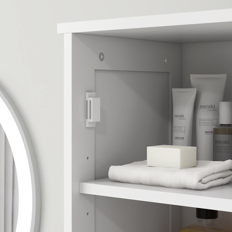Grande armoire de rangement pour salle de bain avec portes, tiroir, tablette réglable