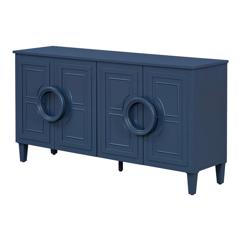 Buffet à quatre portes avec poignées françaises chics - spacieux pour l'entrée et le salon, Navy Blue