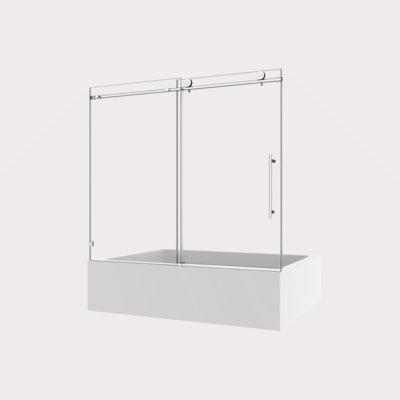 4876 Chrome Frameless One Fixed And One Shifted Shower Door, 70MM 304 Stainless Steel Large Pulleys With Adjustable Soft Closing Function,With Nano Easy Cleaning And Stick Explosion-Proof Menbrance