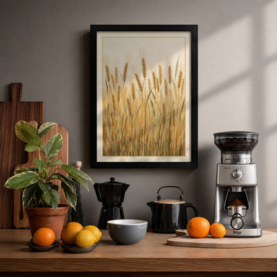 Golden Wheat Field Botanical - Framed Print