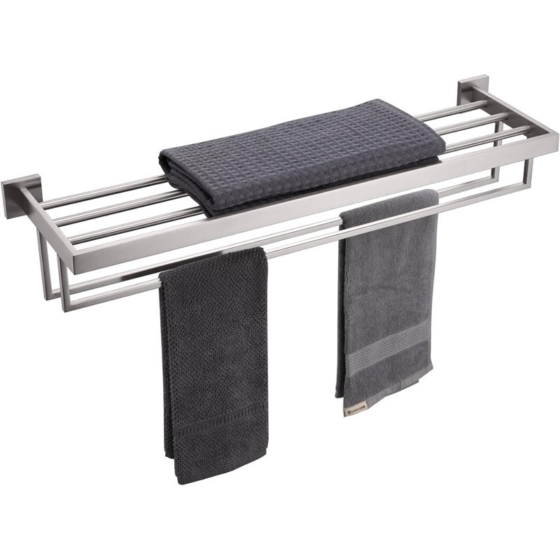 2 Wall Towel Rack, Brushed Steel