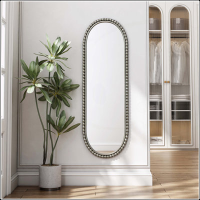 Vintage-Inspired Iron Art Oval Mirror with Antique Finish, Ideal for Wall Decoration in Living Room, Bedroom, and Entrance.