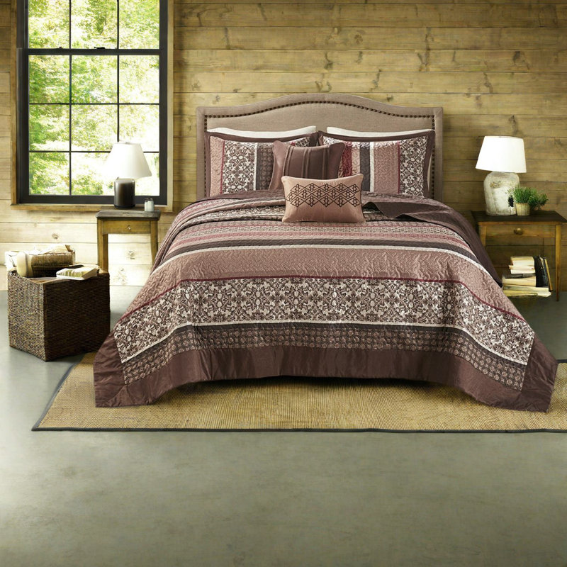 Ensemble de literie de luxe en jacquard rouge 5 pièces, confort en coton, style traditionnel