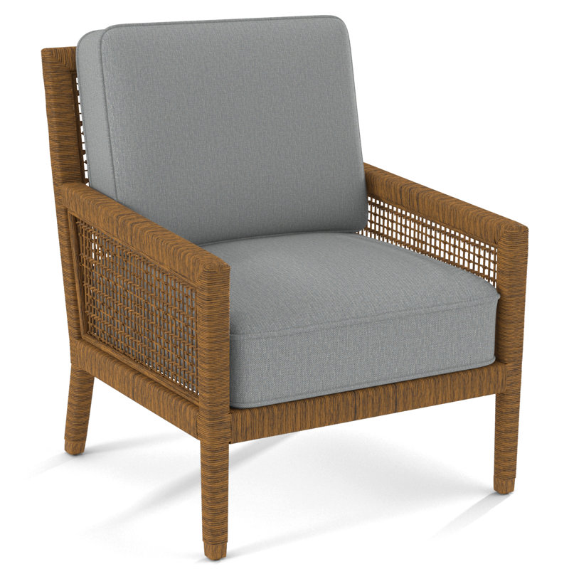 Harper 28" Wide Armchair, Havana, Light Blue Performance Fabric; 0851-55