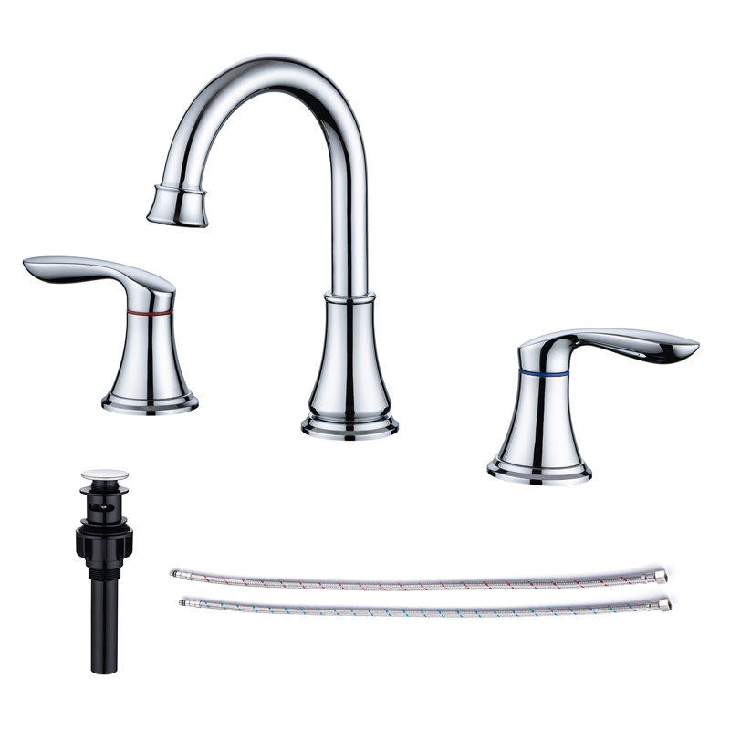 Widespread 2-handle Bathroom Faucet with Drain Assembly, Polished Bronze