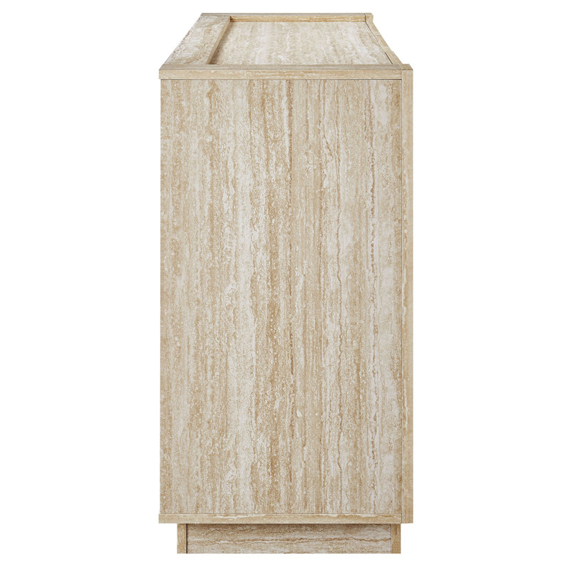 Haven 59" Beige Faux Travertine Sideboard with Adjustable Shelves