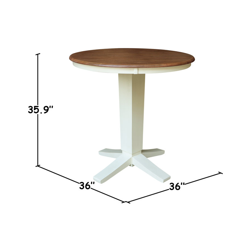 Table de salle à manger Scalla, H 35,9 po x L 36 po x l 36 po, Noyer blanc / écorce