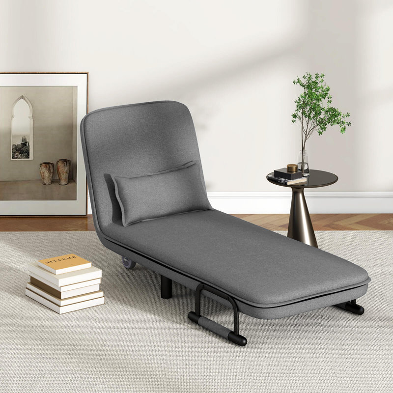 3-in-1 Convertible Sofa Bed With 5-position Adjustable Backrest & Lumbar Pillow, Dark Gray
