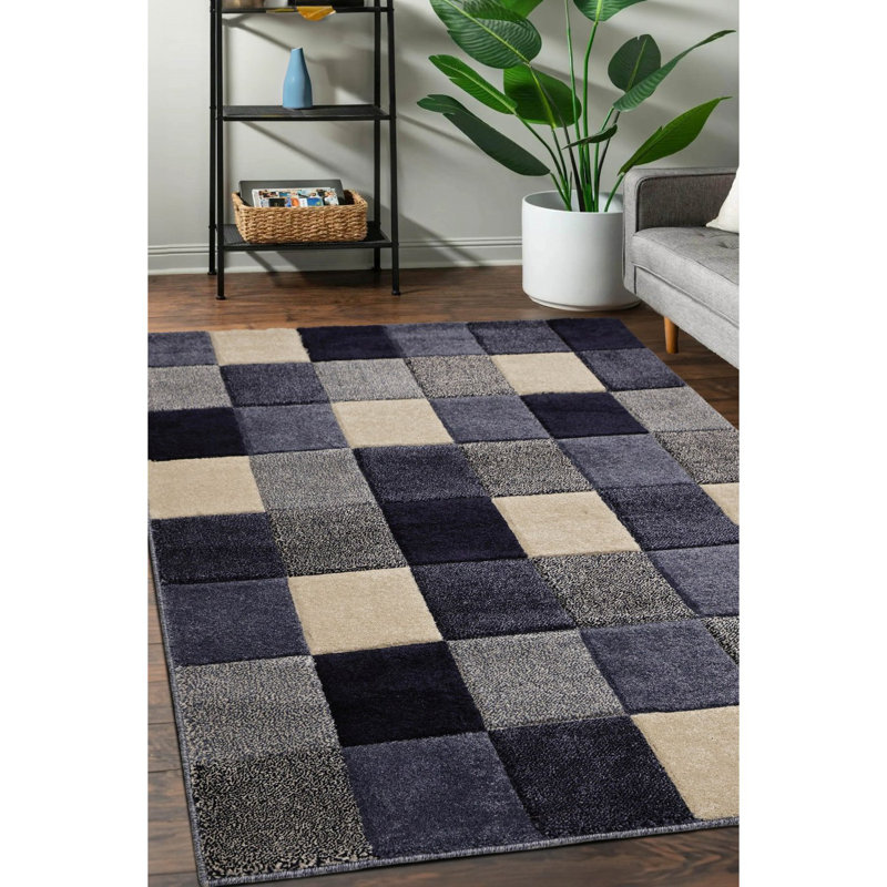 NEWPORT BLOCKS BLUE , Rectangle 80 x 150cm