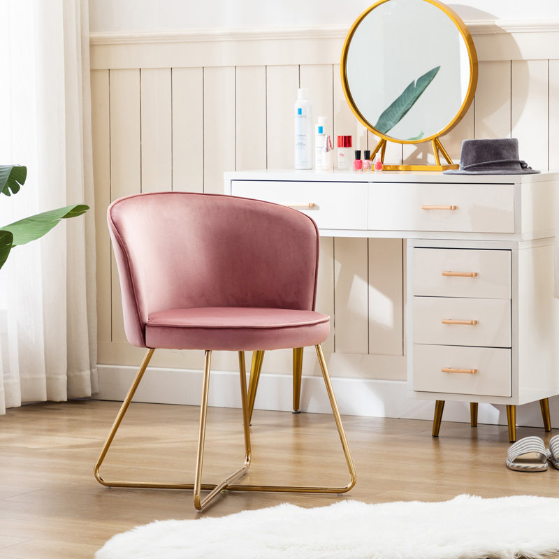 Fauteuil demi-tonneau 19,7 po, Velours rose