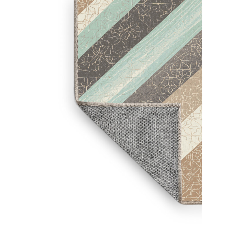 Tapis marocain d'inspiration mondiale Aurora Borealis Sky lavable à la machine - reliure beige, 8 x 10