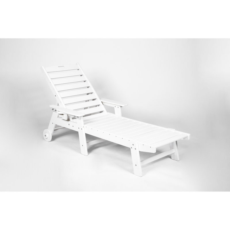 Oversized Chair , White, With Cup Holder & 5 Adjustable Angles 3 Outdoor Lounge White , Widened Positions