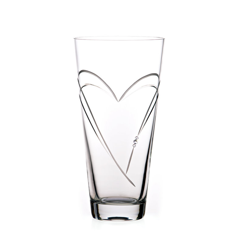 Hearts Crystal Table Vase, 24.97cm H x 12.47cm W x 12.47cm D