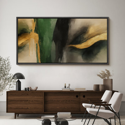 Grande impression sur toile encadrée - reproduction abstraite neutre pour décoration murale minimaliste moderne