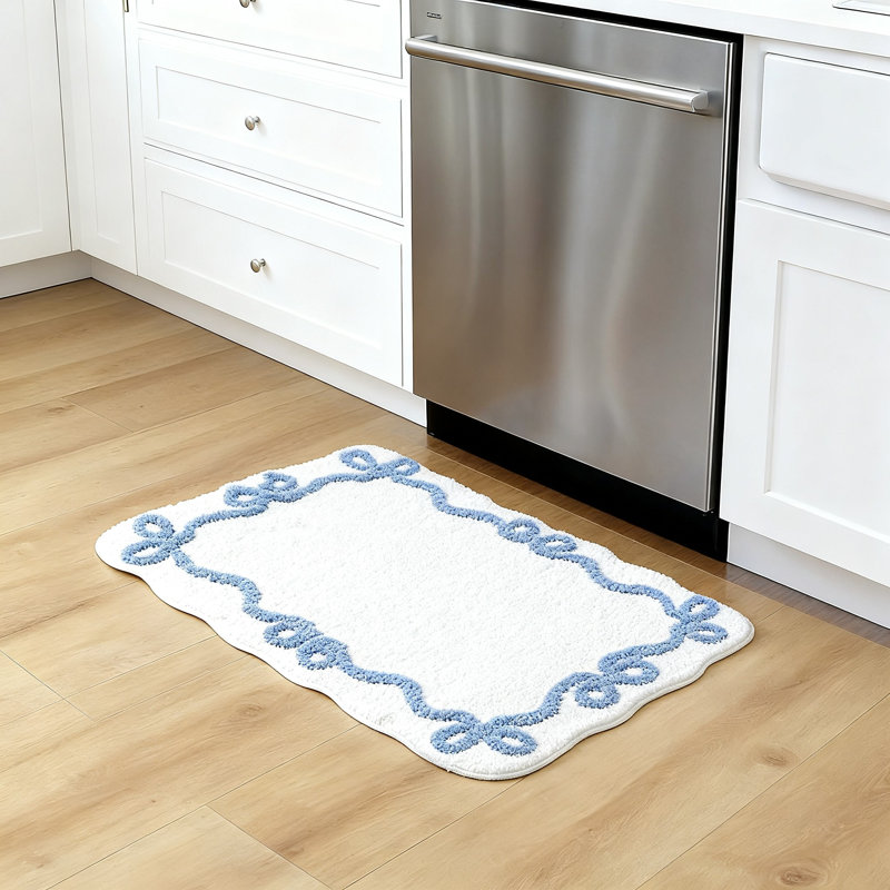 Mignon tapis de bain arc, tapis de salle de bain ultra doux et absorbant antidérapant (bleu), Bleu