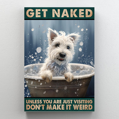 «White Dog Get Nake», reproduction d'art rectangulaire 1 pièce «White Dog Get Nake», reproduction d'art rectangulaire sur toile tendue