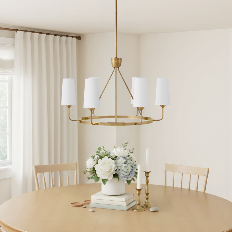 Ardea 6 - Light Dimmable Chandelier, Heritage Brass