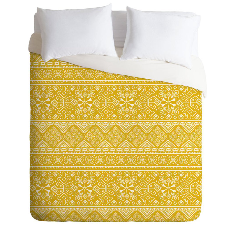 Polyester Geometric Shapes Duvet Cover, Queen Duvet Cover + 2 Standard Shams, Yellow