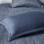 Édredon 7 pièces bleu marine en seersucker pour grand lit - lavable à la machine, pièce moderne, facile à entretenir