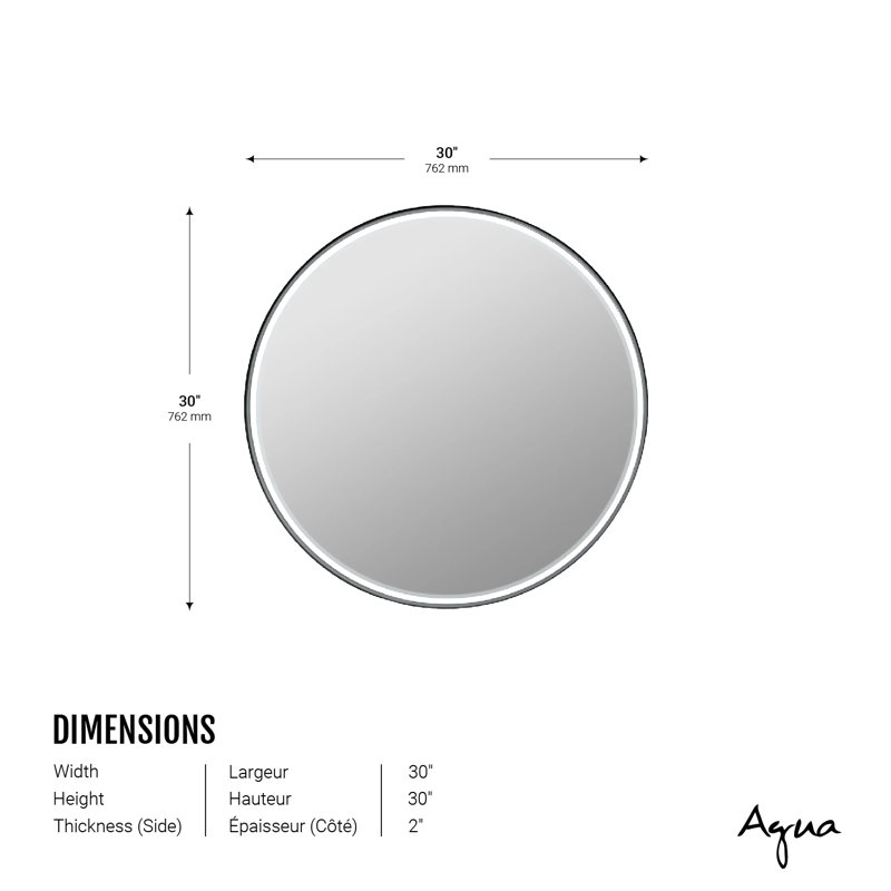 Miroir mural lumineux Kamauri, Noir mat
