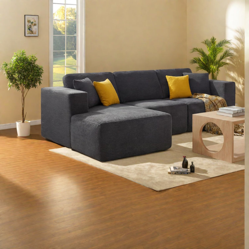 Compression Cloud Sectionals, 109 In Corduroy Modern Home Sofa