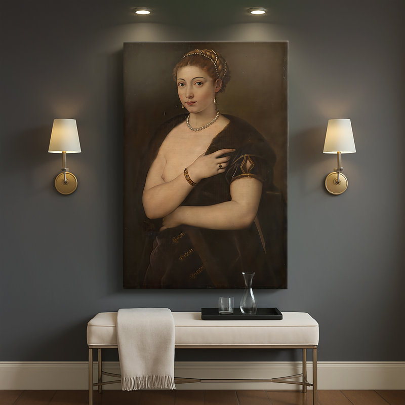 «Girl in a Fur» par Titian, 40 po x 60 po
